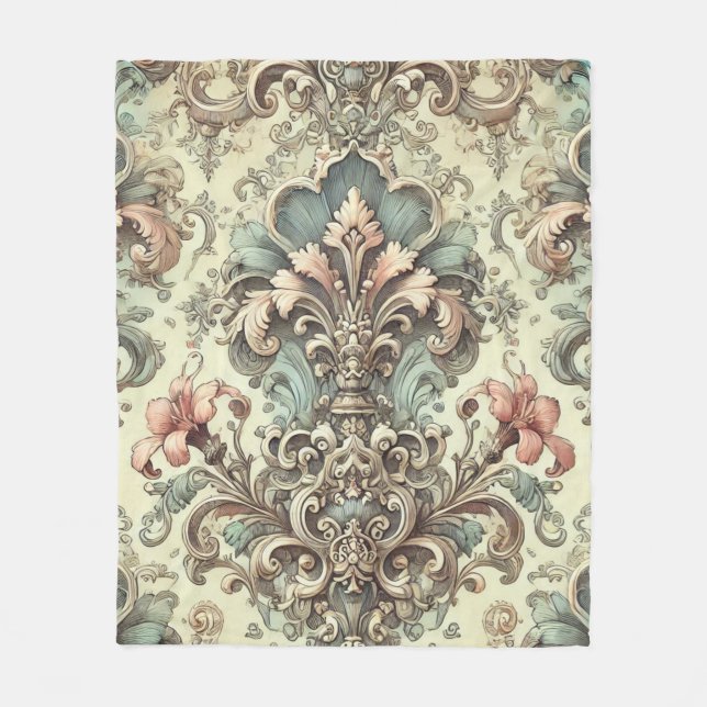 Mönster för viktoriansk Blommigt Fleecefilt (Framsidan)