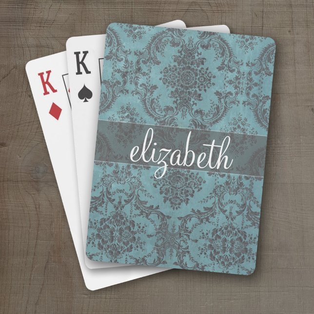 Mönster för vintage med monogram casinokort (Personalized Playing Cards)
