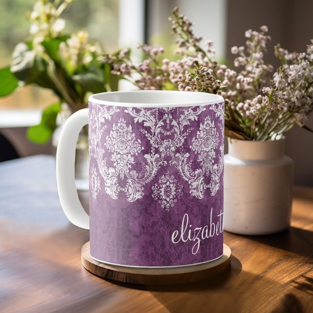 Mönster för Vintage och Namn Kaffemugg (Personalized Mug)
