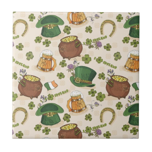 Mönster för vintageIrland symbol Kakelplatta (Framsidan)