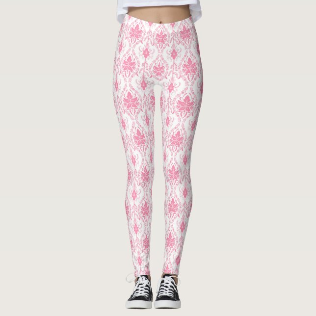 mönster för vit rosa-damm leggings (Framsida)