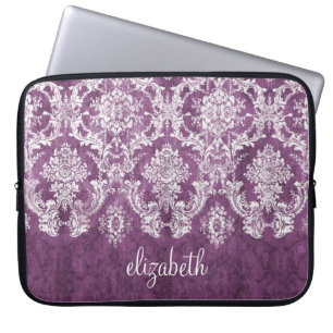 Mönster för vita runge-skador med Namn Laptop Sleeve