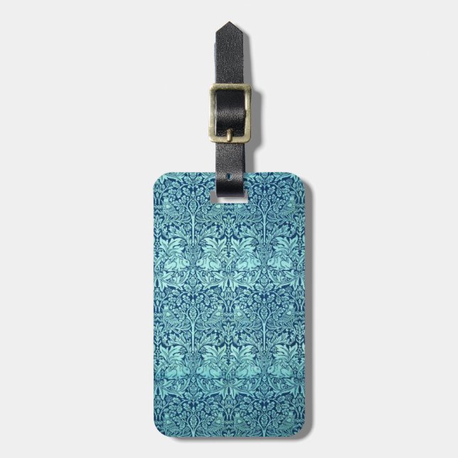 Mönster för William Morris broderkanin i blått Bagagebricka (Vertikal Framsida)