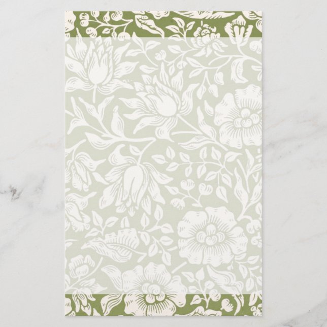 Mönster för William Morris Mallowgrönt Brevpapper (Framsida)