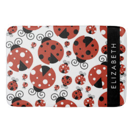 Mönster från Ladybugs, Red Ladybugs, ditt namn Badrumsmatta