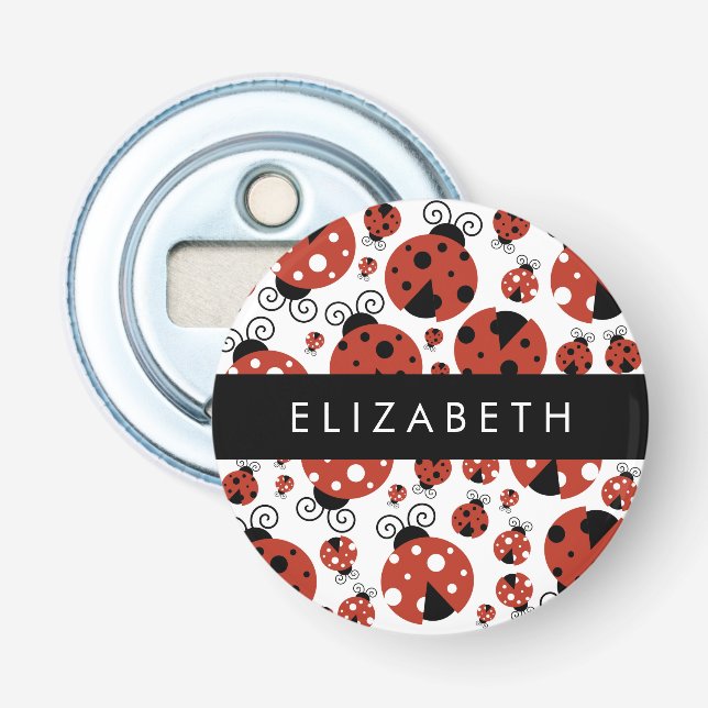 Mönster från Ladybugs, Red Ladybugs, ditt namn Flasköppnare (Framsidan)