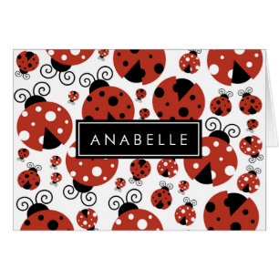 Mönster från Ladybugs, Red Ladybugs, ditt namn Hälsningskort