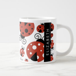 Mönster från Ladybugs, Red Ladybugs, ditt namn Jumbo Mugg
