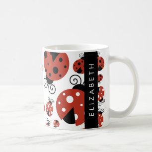 Mönster från Ladybugs, Red Ladybugs, ditt namn Kaffemugg