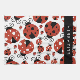 Mönster från Ladybugs, Red Ladybugs, ditt namn Kökshandduk