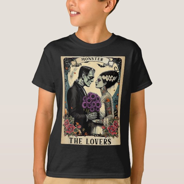 Monster Frankenstein och Bride Älskare Taro T Shirt (Framsida)