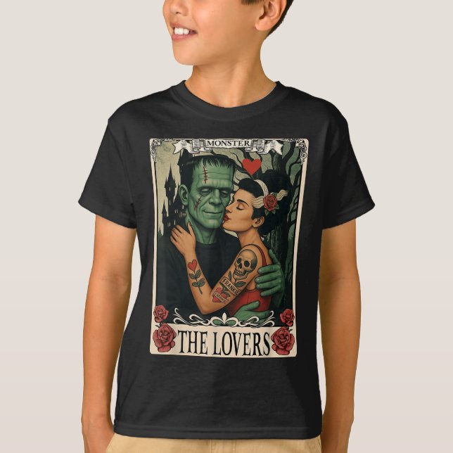 Monster Frankenstein och Bride Älskare Taro T Shirt (Framsida)