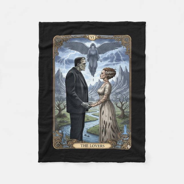Monster frankenstein och brud älskare tarot fleecefilt (Framsidan)