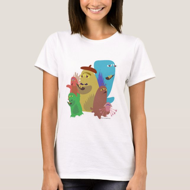 Monster Friends For Character Tecknad Art T-shirt (Framsida)