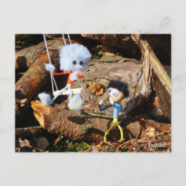 Monster Fubby op schommel. Vykort