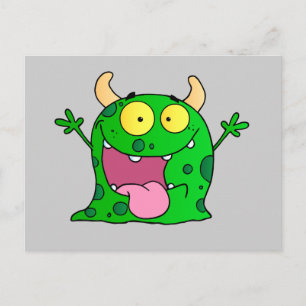 Monster Funny Tecknad Teckning Tecknad Cute Lyckli Vykort