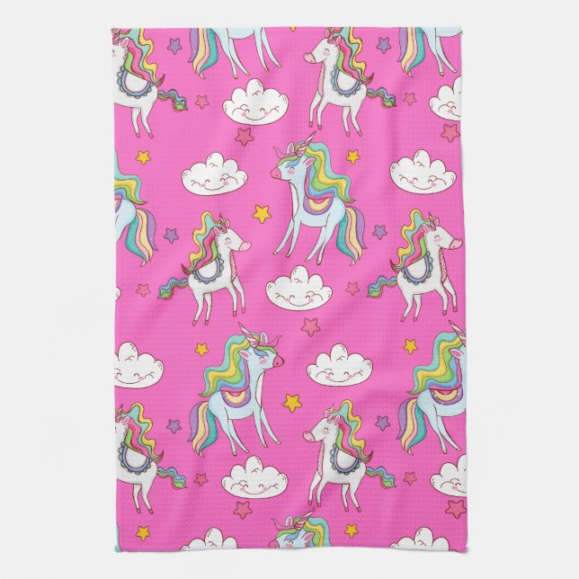 Mönster Funny Unicorn Cute Kökshandduk (Vertikal)