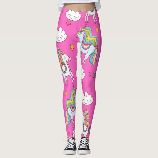 Mönster Funny Unicorn Cute Leggings (Framsida)