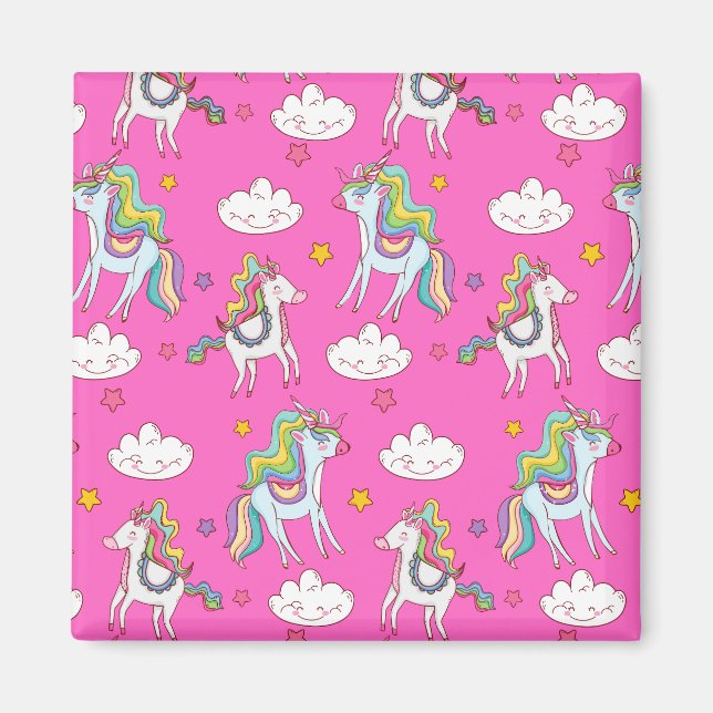 Mönster Funny Unicorn Cute Magnet (Framsidan)