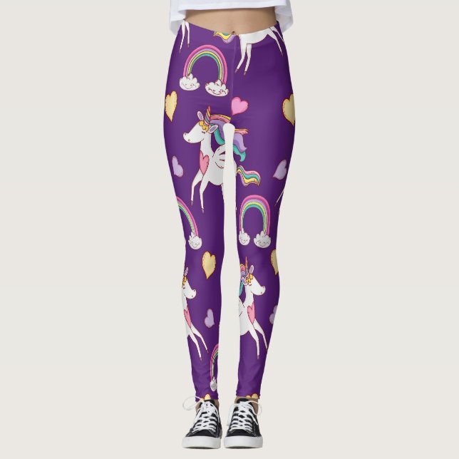 Mönster Funny Unicorn Magic Horse Cute Leggings (Framsida)
