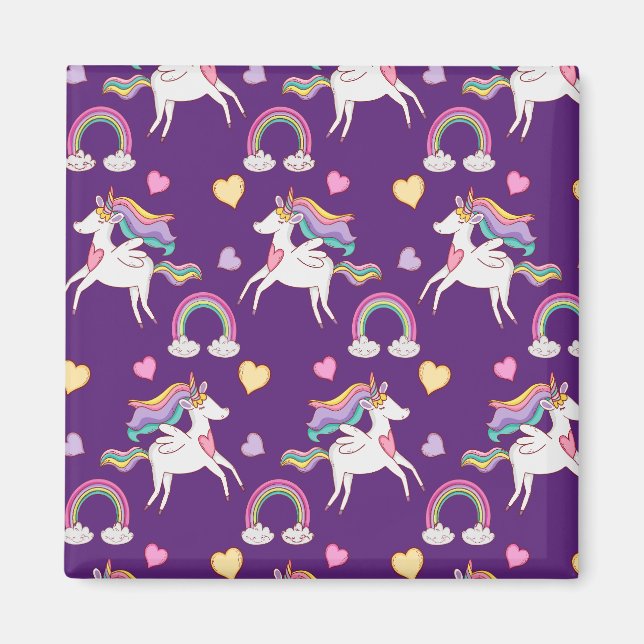 Mönster Funny Unicorn Magic Horse Cute Magnet (Framsidan)