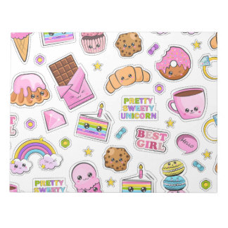 Mönster Funny Unicorn Magic Rainbow Cute Anteckningsblock
