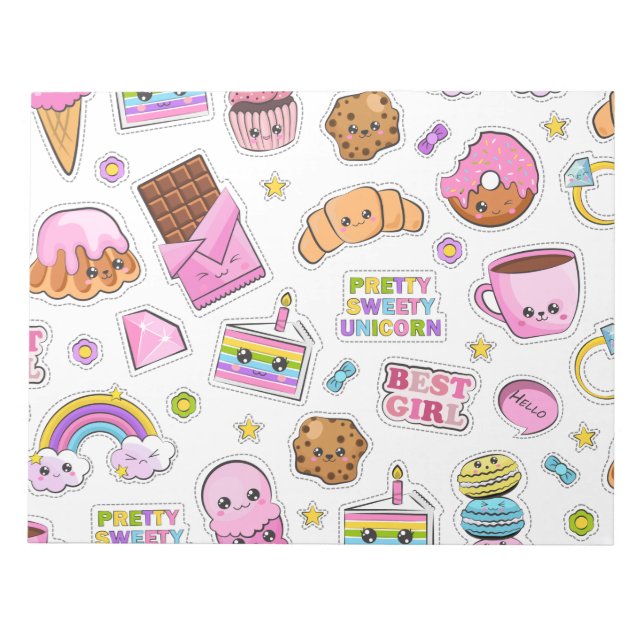 Mönster Funny Unicorn Magic Rainbow Cute Anteckningsblock (Framsida)