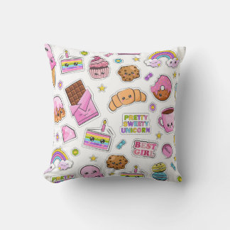 Mönster Funny Unicorn Magic Rainbow Cute Kudde