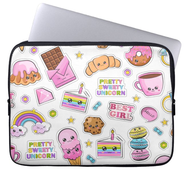 Mönster Funny Unicorn Magic Rainbow Cute Laptop Fodral (Framsidan)