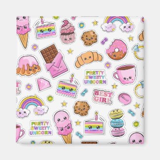 Mönster Funny Unicorn Magic Rainbow Cute Magnet