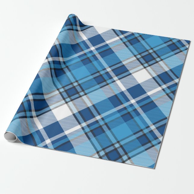 Mönster Geometric Vintage Trendig Blue Presentpapper (Utrullad)