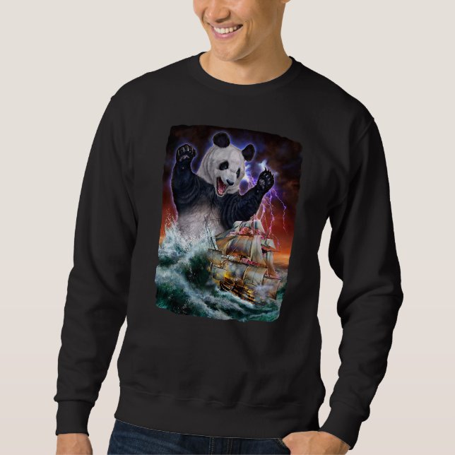 Monster Giant Panda as Kraken Attack en Krig-Frakt Lång Ärmad Tröja (Framsida)