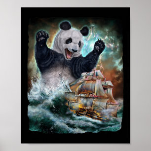 Monster Giant Panda as Kraken Attack en Krig-Frakt Poster