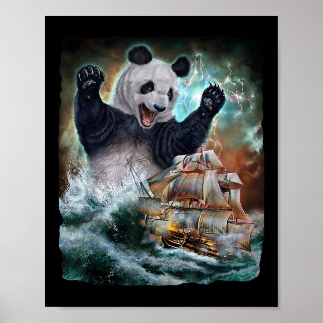 Monster Giant Panda as Kraken Attack en Krig-Frakt Poster (Framsidan)