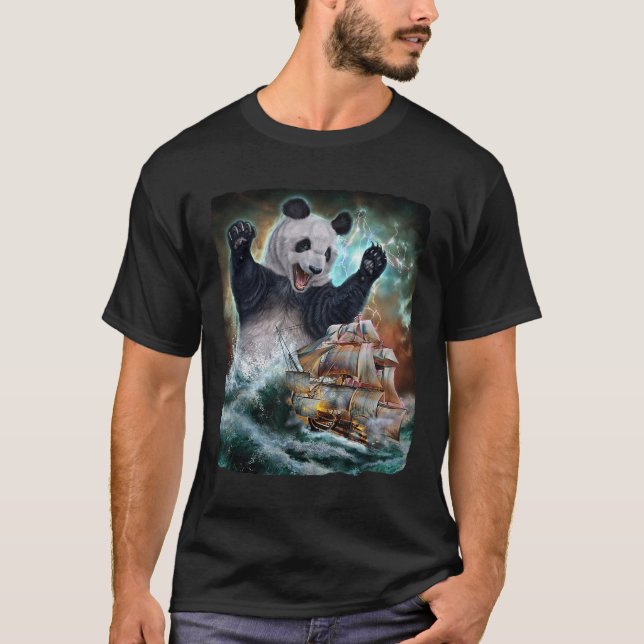 Monster Giant Panda as Kraken Attack en Krig-Frakt T Shirt (Framsida)