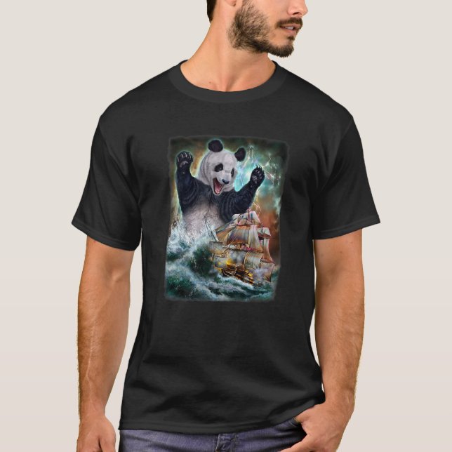 Monster Giant Panda as Kraken Attack en Krig-Frakt T Shirt (Framsida)