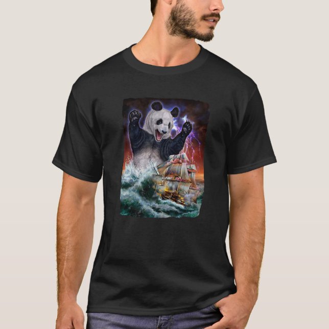 Monster Giant Panda as Kraken Attack en Krig-Frakt T Shirt (Framsida)