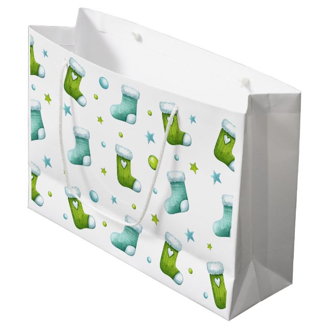 Mönster Gift Bag för julläge (Framsidan Vinklad)