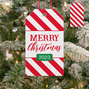 Mönster Gift-Märkre i julklapp Candy cane Presentetikett