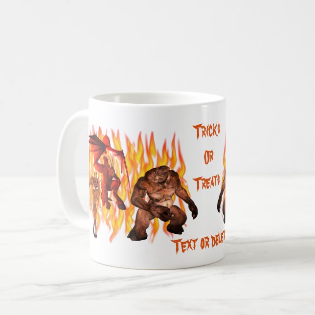 Monster Gremlin Flames Halloween Personlig Kaffemugg (Framsida vänster)
