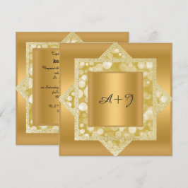 MÖNSTER GULD GLITTER BRÖLLOP INBJUDNINGAR