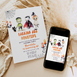 Monster Halloween Costume party pojkfödelsedag Inbjudningar
