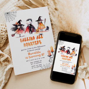 Monster Halloween Costume party pojkfödelsedag Inbjudningar