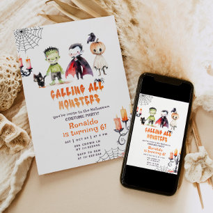 Monster Halloween-kostym pojke födelsedag Inbjudningar