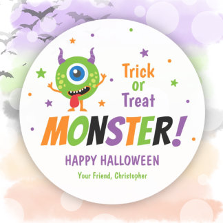 Monster Halloween-presentkort Sticker-etiketter Runt Klistermärke