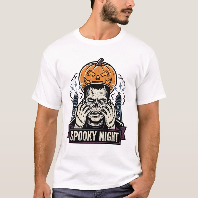 Monster Halloween-tröja med gravering för Pumpkin  T Shirt (Framsida)