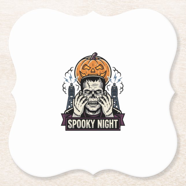 Monster Halloween-tröja med gravering för Pumpkin  Underlägg Papper (Framsida)