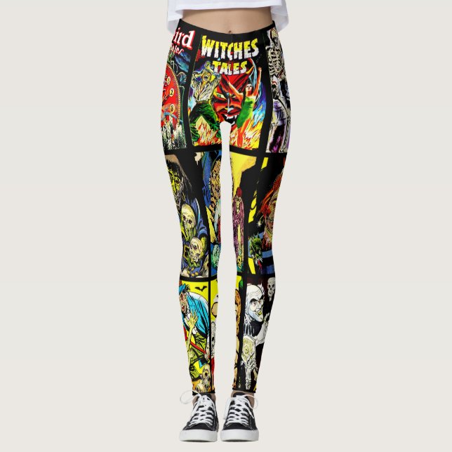 monster häxor zombieskräckkonst leggings (Framsida)