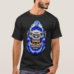 Monster Head: Big Foot Yeti Sasquatch Blue T Shirt