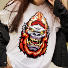 Monster Head: Big Foot Yeti Sasquatch Red T-Shirt